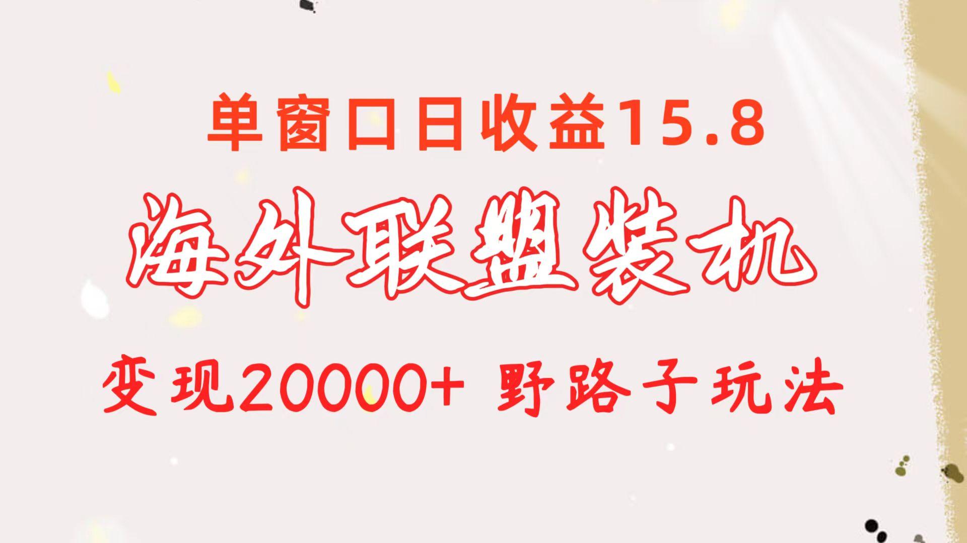 海外联盟装机 单窗口日收益15.8  变现20000+ 野路子玩法-随风资源网