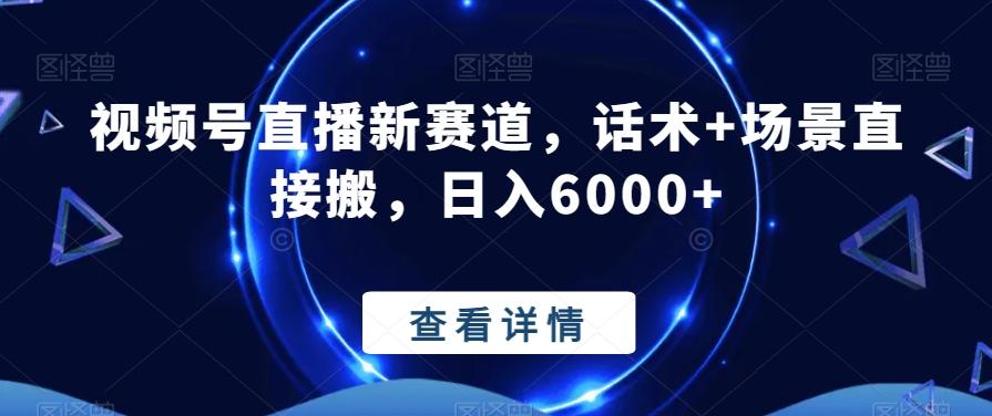 视频号直播新赛道，话术+场景直接搬，日入6000+-随风资源网