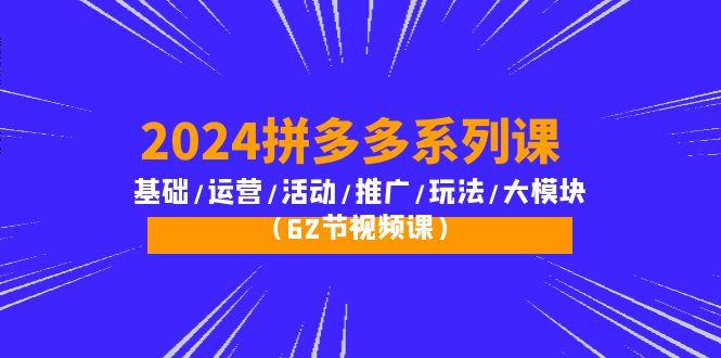 (10019期)2024拼多多系列课：基础/运营/活动/推广/玩法/大模块(62节视频课)-随风资源网