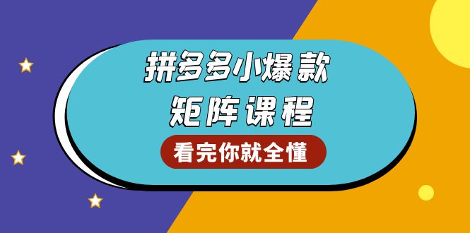 拼多多爆款矩阵课程：教你测出店铺爆款，优化销量，提升GMV，打造爆款群-随风资源网