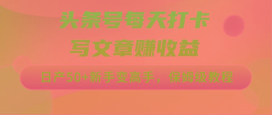 头条号每天打卡写文章赚收益，日产50+新手变高手，保姆级教程-随风资源网