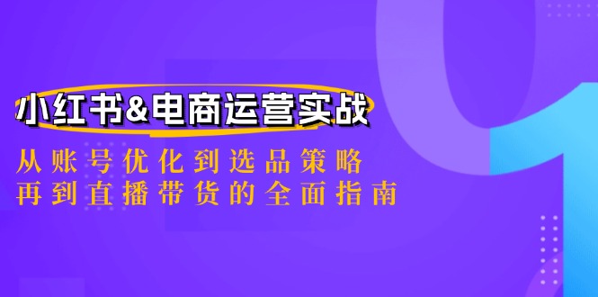 小红书&电商运营实战：从账号优化到选品策略，再到直播带货的全面指南-随风资源网