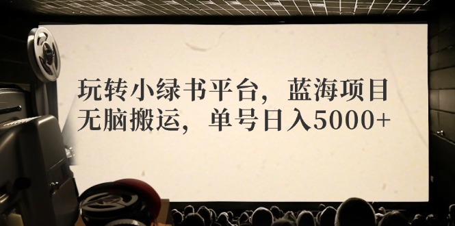 玩转小绿书平台，蓝海项目，无脑搬运，单号日入5000+-随风资源网