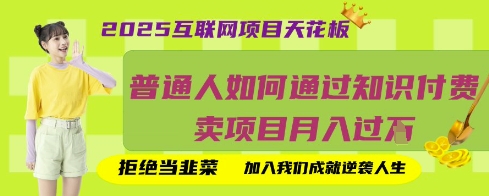 2025互联网项目天花板，普通人如何通过知识付费卖项目月入过W，拒绝当韭菜【揭秘】-随风资源网