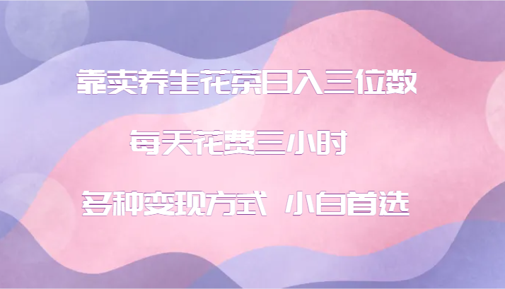 靠卖养生花茶日入三位数，每天花费三小时 多种变现方式 小白首选-随风资源网