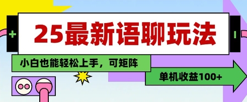 25年最新语聊玩法，纯手工，单机收益100+，小白也能轻松上手，可矩阵操作-随风资源网