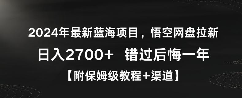 2024年最新蓝海项目，悟空网盘拉新，日入2700+错过后悔一年【附保姆级教程+渠道】【揭秘】-随风资源网