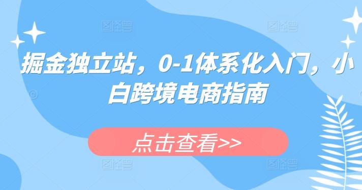 掘金独立站，0-1体系化入门，小白跨境电商指南-随风资源网