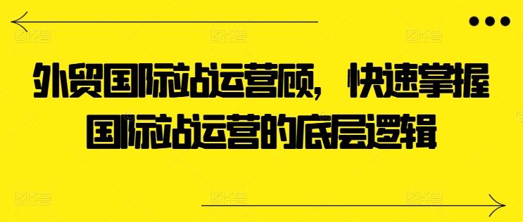外贸国际站运营顾问，快速掌握国际站运营的底层逻辑-随风资源网