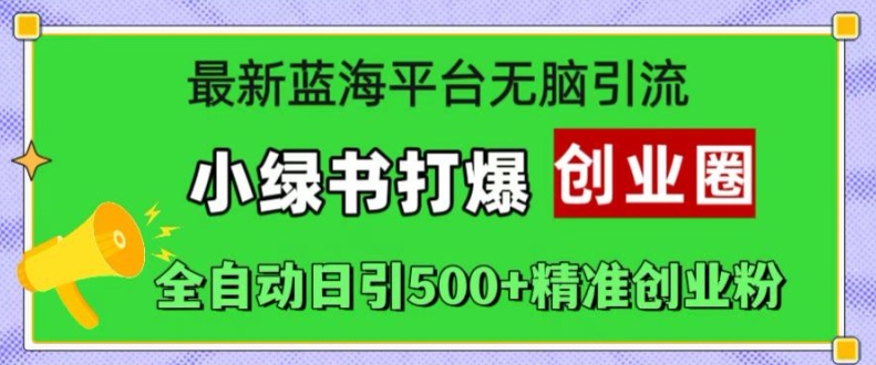 最新蓝海平台无脑引流，小绿书打爆创业圈，全自动日引500+精准创业粉-随风资源网
