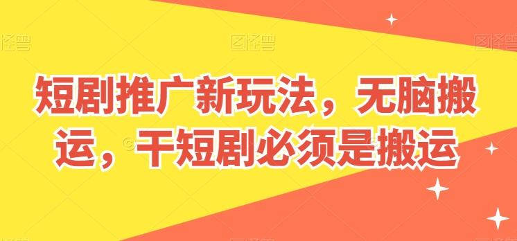 短剧推广新玩法，无脑搬运，干短剧必须是搬运【揭秘】-随风资源网