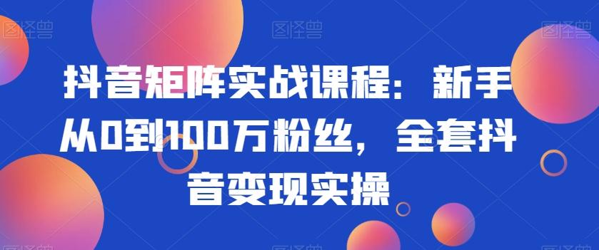抖音矩阵实战课程：新手从0到100万粉丝，全套抖音变现实操-随风资源网