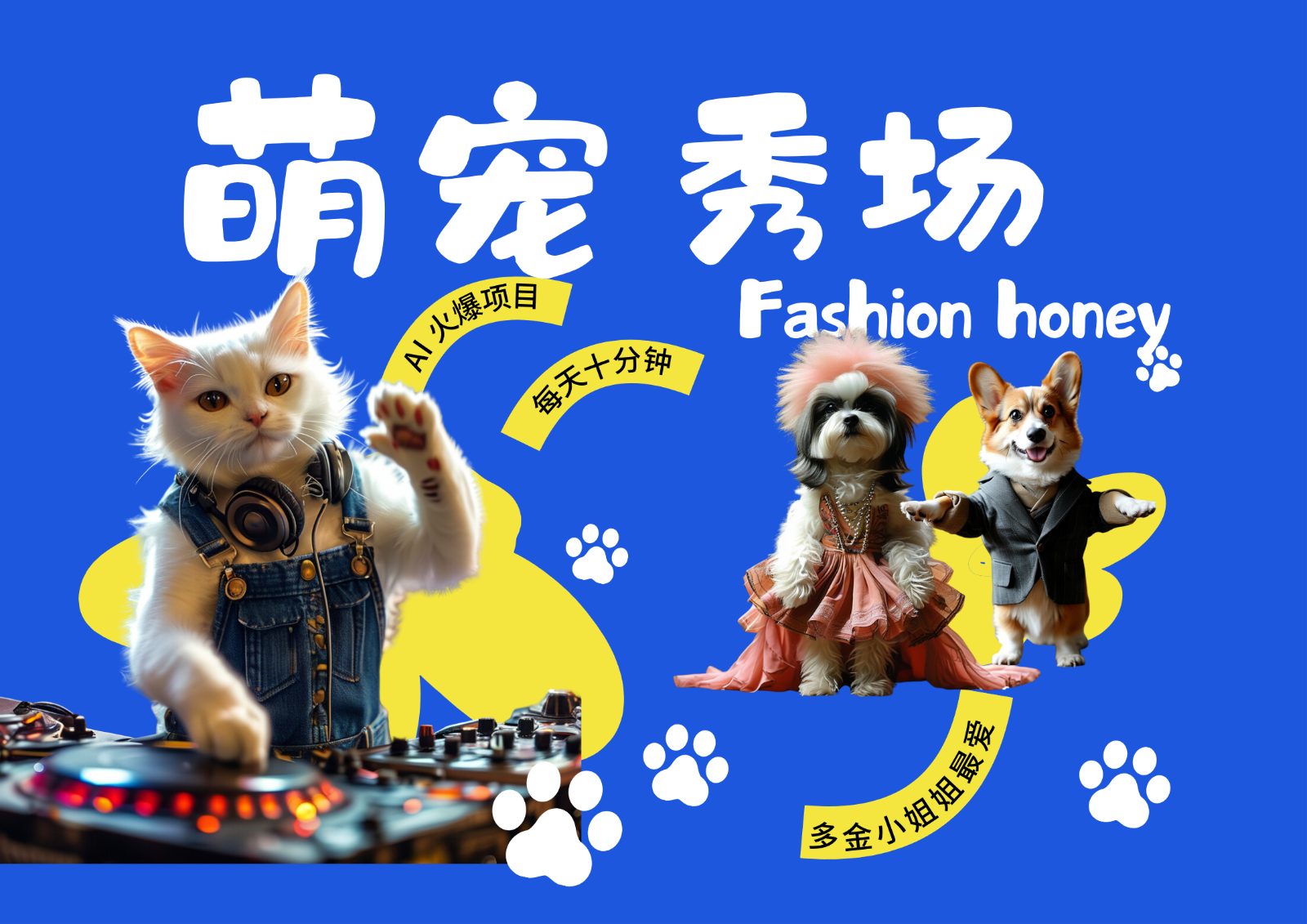 酷飒动物跳舞走秀 时尚喵FASHION汪 多金小姐姐最爱的 轻松月入破W-随风资源网
