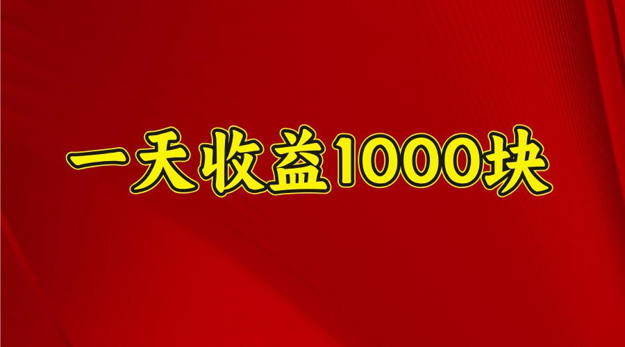 一天收益1000块，2025全网首发-随风资源网