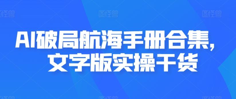 AI破局航海手册合集，文字版实操干货-随风资源网