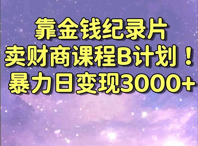 靠金钱纪录片卖财商课程B计划！暴力日变现3000+，喂饭式干货教程！-随风资源网