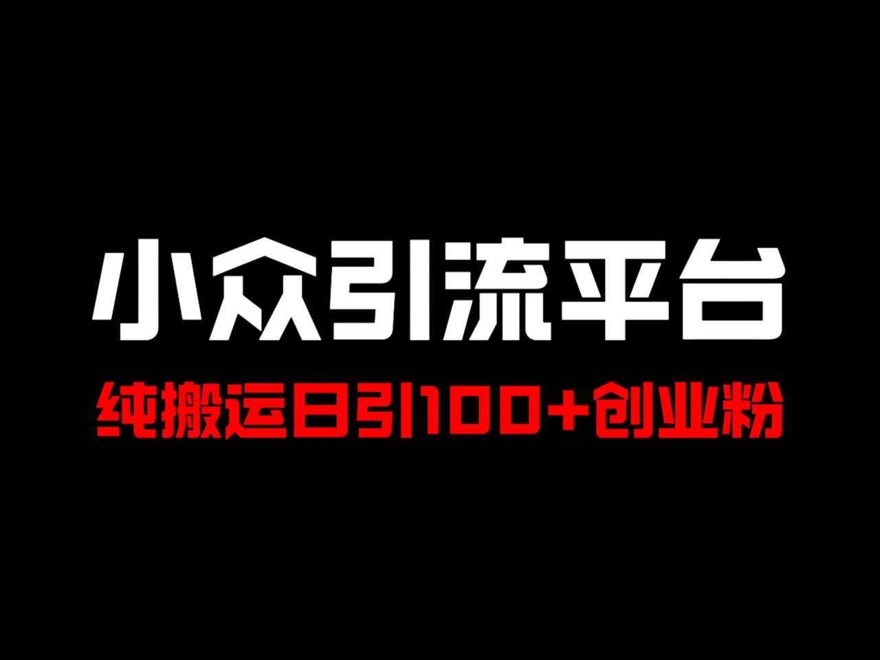 冷门引流平台，纯搬运日引100+高质量年轻创业粉！-随风资源网