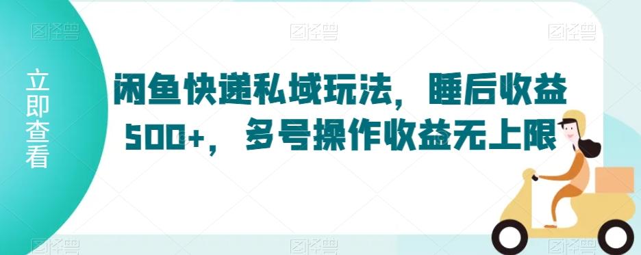 闲鱼快递私域玩法，睡后收益500+，多号操作收益无上限【揭秘】-随风资源网