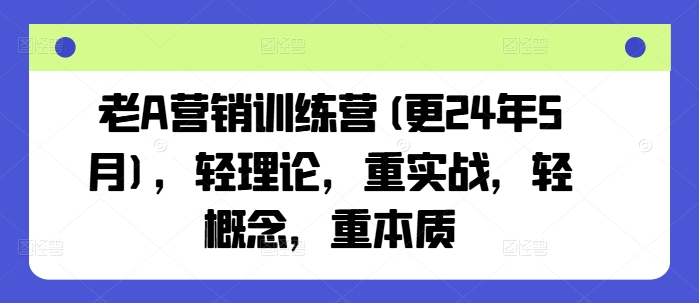 老A营销训练营(更24年12月)，轻理论，重实战，轻概念，重本质-随风资源网