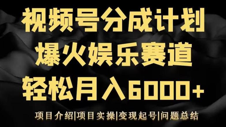 视频号创作分成计划之娱乐赛道轻松日入500+-随风资源网