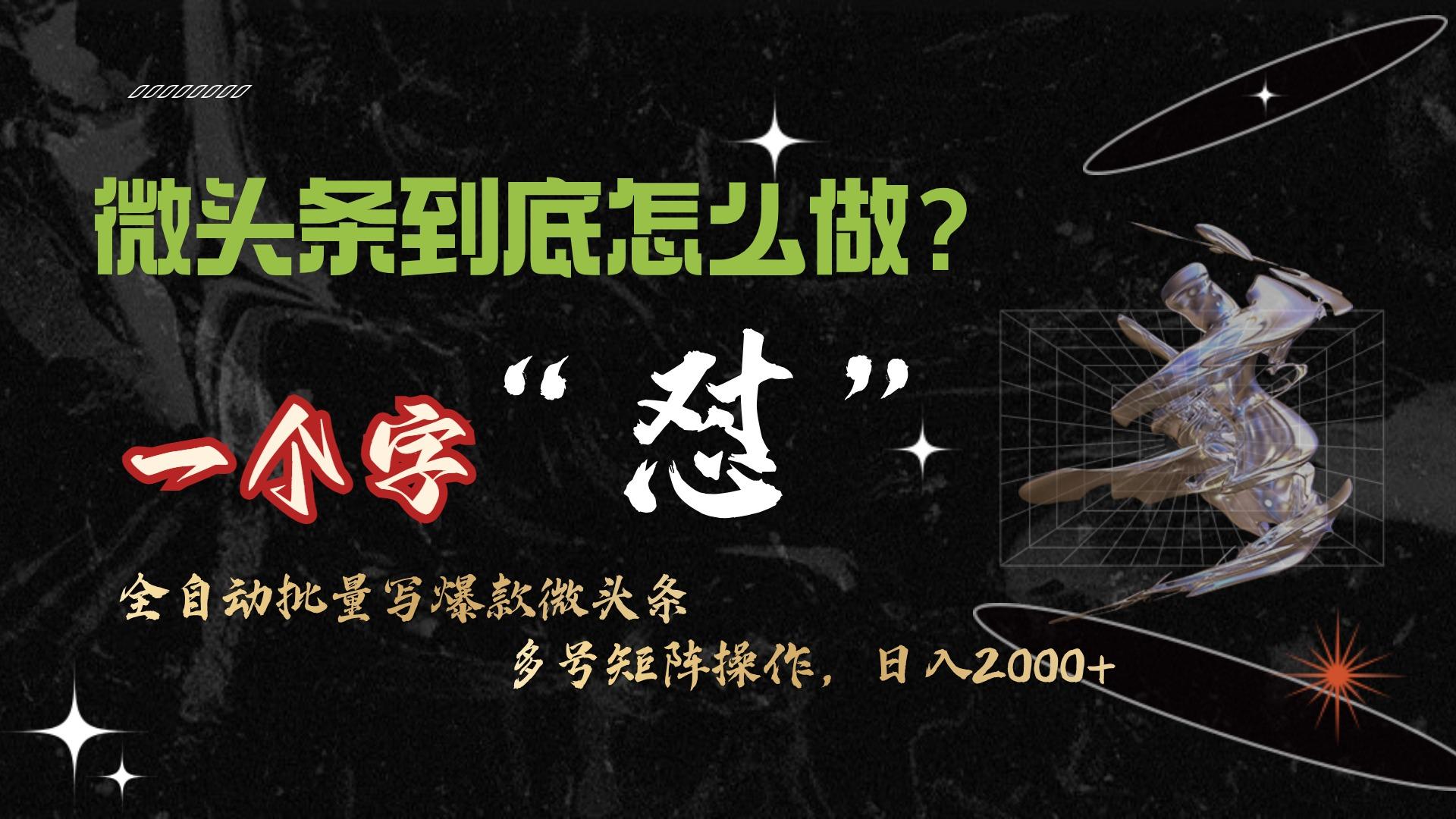 (9809期)微头条最新最强连怼操作，10分钟50条，真正解放双手，月入1w+-随风资源网