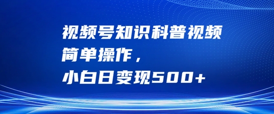 视频号知识科普视频，简单操作，小白日变现500+【揭秘】-随风资源网