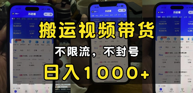 “小白必看”搬运视频带货玩法，不限流，不封号，纯自然流，日入1k-随风资源网