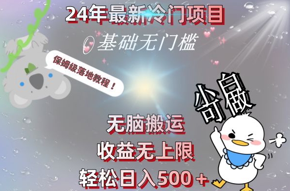 2024最新冷门项目，无脑搬运，收益无上限，轻松日入500＋，保姆级落地教程-随风资源网