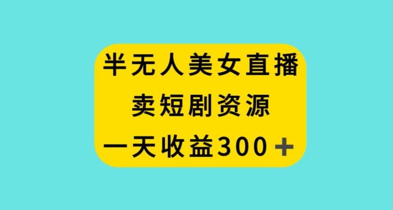 半无人美女直播，卖短剧资源，一天收益300+【揭秘】-随风资源网