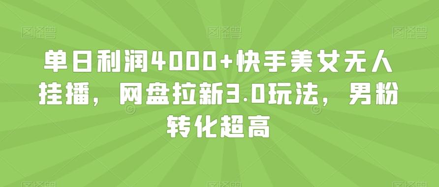 单日利润4000+快手美女无人挂播，网盘拉新3.0玩法，男粉转化超高【揭秘】-随风资源网