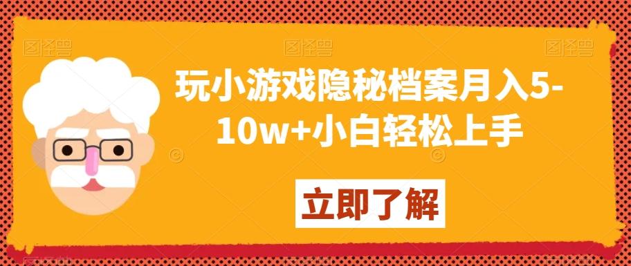 玩小游戏隐秘档案月入5-10w+小白轻松上手【揭秘】-随风资源网