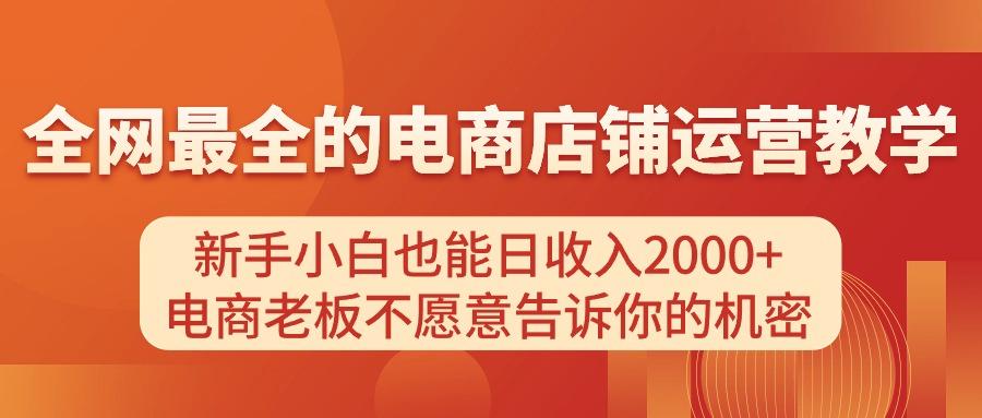 电商店铺运营教学，新手小白也能日收入2000+，电商老板不愿意告诉你的机密-随风资源网