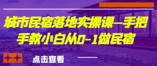 城市民宿落地实操课—手把手教小白从0-1做民宿-随风资源网