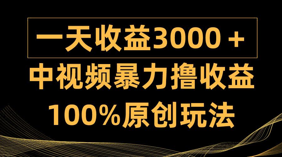 (9696期)中视频暴力撸收益，日入3000＋，100%原创玩法，小白轻松上手多种变现方式-随风资源网