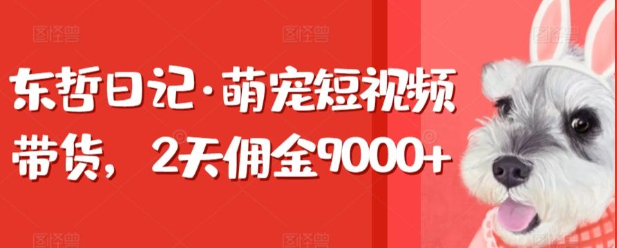 东哲日记·萌宠短视频带货，2天佣金9000+-随风资源网