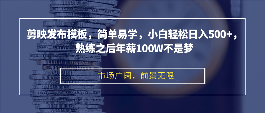 剪映发布模板，简单易学，小白轻松日入500+，熟练之后年薪100W不是梦-随风资源网
