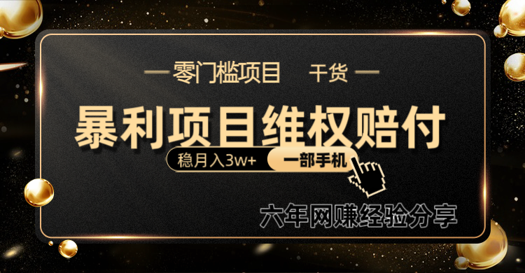 暴利项目线上维权赔付小白月入3w+一部手机改变思维不用剪辑写文案-随风资源网