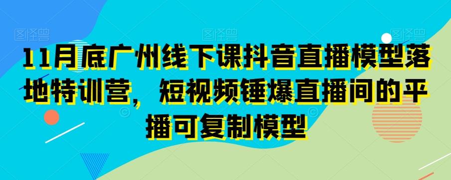 11月底广州线下课抖音直播模型落地特训营，短视频锤爆直播间的平播可复制模型-随风资源网