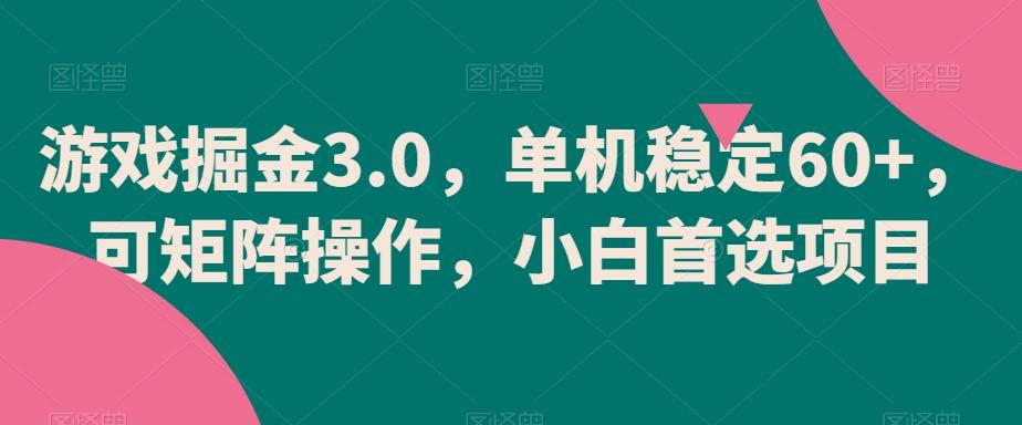 游戏掘金3.0，单机稳定60+，可矩阵操作，小白首选项目【揭秘】-随风资源网
