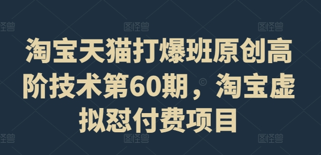 淘宝天猫打爆班原创高阶技术第60期，淘宝虚拟怼付费项目-随风资源网
