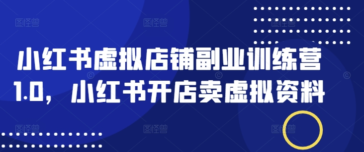 小红书虚拟店铺副业训练营1.0，小红书开店卖虚拟资料-随风资源网