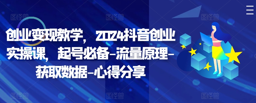 创业变现教学，2024抖音创业实操课，起号必备-流量原理-获取数据-心得分享-随风资源网