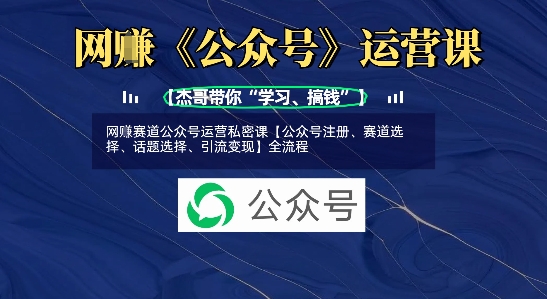 网创赛道公众号运营私密课【公众号注册、赛道选择、话题选择、引流变现】全流程-随风资源网