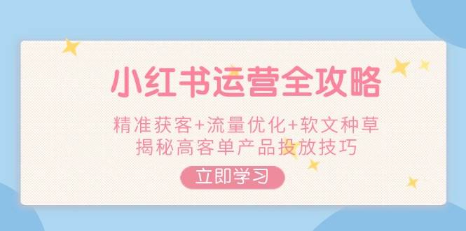 小红书运营全攻略，精准获客+流量优化+软文种草，揭秘高客单产品投放技巧-随风资源网