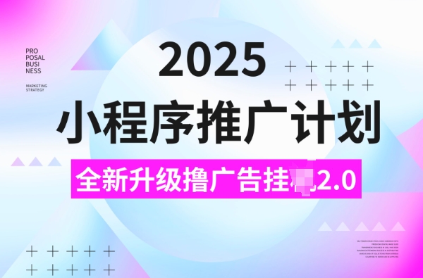 2025小程序推广计划，撸广告挂JI3.0玩法，日均5张【揭秘】-随风资源网