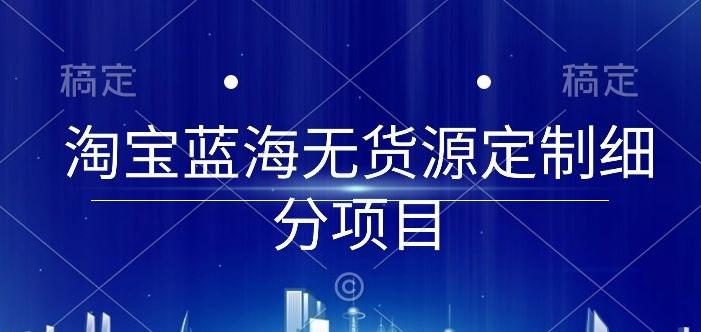 淘宝蓝海无货源定制细分项目，从0到起店实操全流程【揭秘】-随风资源网