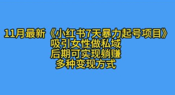 K总部落11月最新小红书7天暴力起号项目，吸引女性做私域【揭秘】-随风资源网