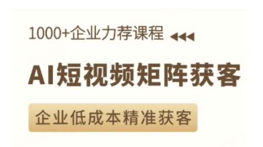 AI短视频矩阵获客实操课，企业低成本精准获客-随风资源网
