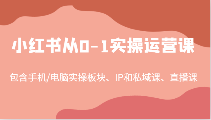 小红书从0-1实操运营课，包含手机/电脑实操板块、IP和私域课、直播课(97节)-随风资源网