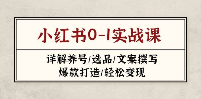 小红书0-1实战课(2023-2025)，详解养号/选品/文案撰写/爆款打造/轻松变现-随风资源网